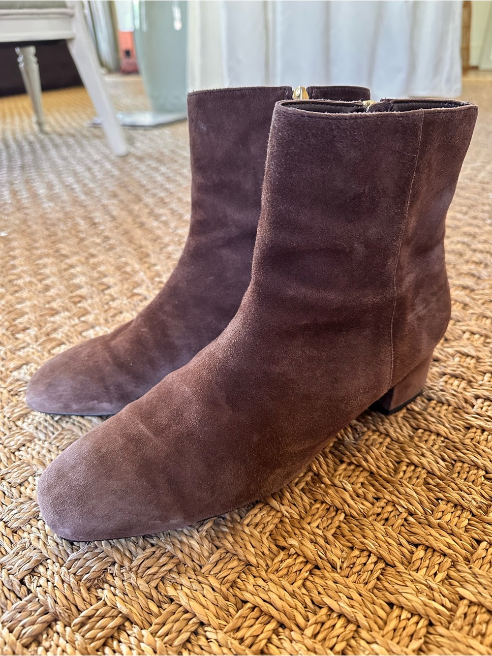 Talbots Dark Walnut Brown Suede Leather Ankle Boots Booties Size 9M